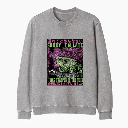 Tokyo-Tiger Frogs Trapped In The Void Washed Terry Sweatshirt
