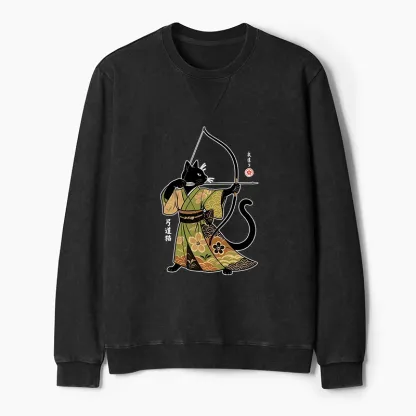 Tokyo-Tiger Japan Cat Archery Washed Terry Sweatshirt