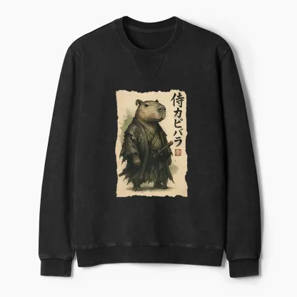 Tokyo-Tiger Capybara Samurai Washed Terry Sweatshirt