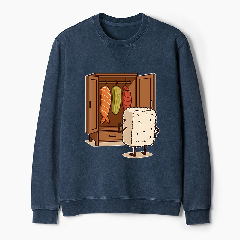 Tokyo-Tiger Sushi Pick Out Clothes Washed Terry Sweatshirt