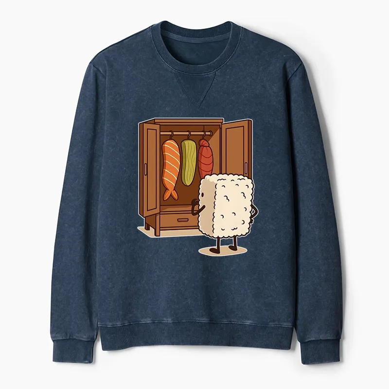 Tokyo-Tiger Sushi Pick Out Clothes Washed Terry Sweatshirt