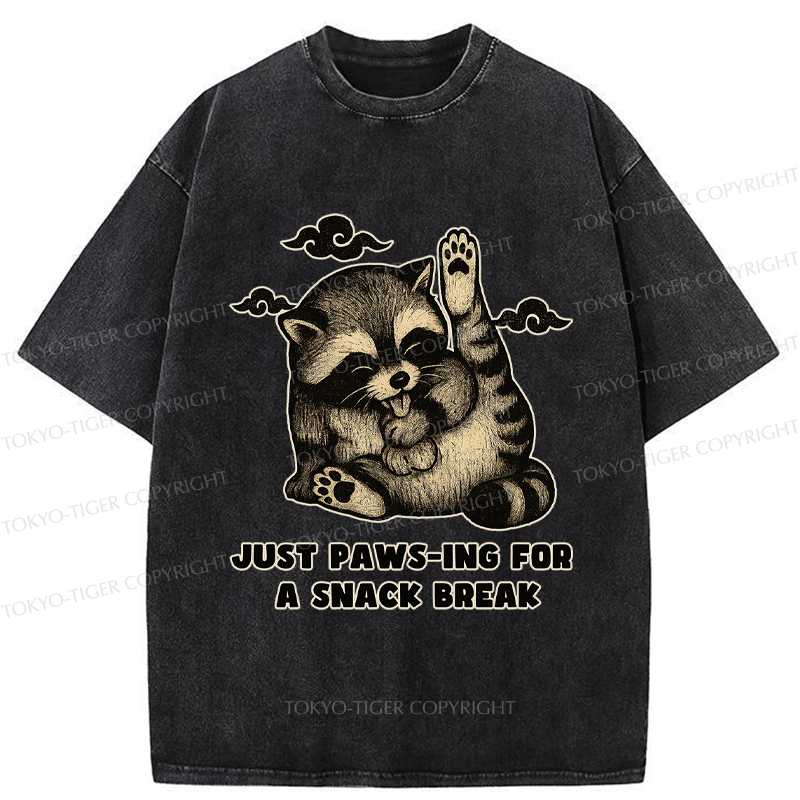 Tokyo-Tige An interesting Raccoon Washed T-Shirt