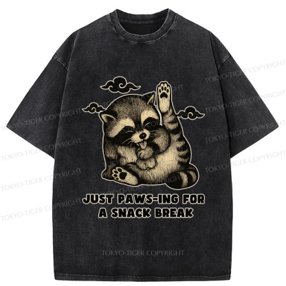 Tokyo-Tige An interesting Raccoon Washed T-Shirt