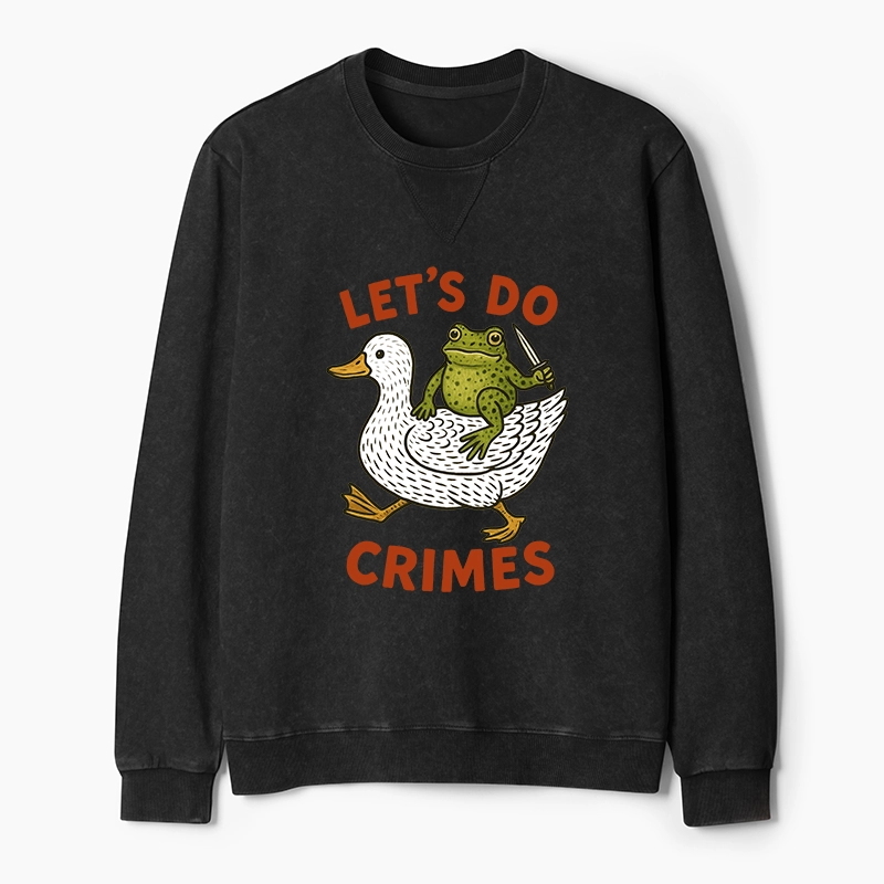 Tokyo-Tiger Frog Ready To Commit Crime Washed Terry Sweatshirt