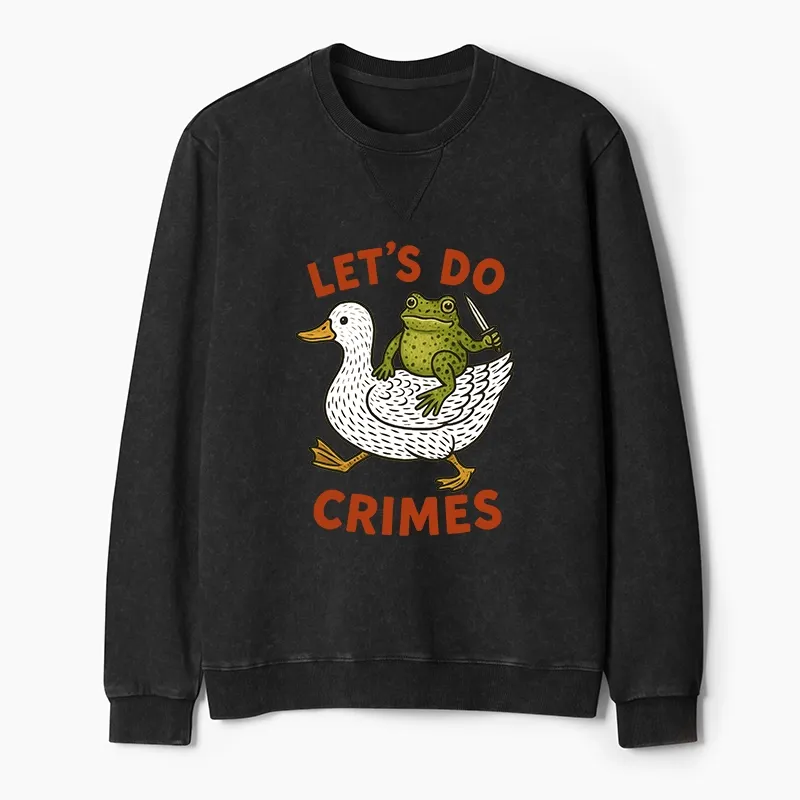 Tokyo-Tiger Frog Ready To Commit Crime Washed Terry Sweatshirt