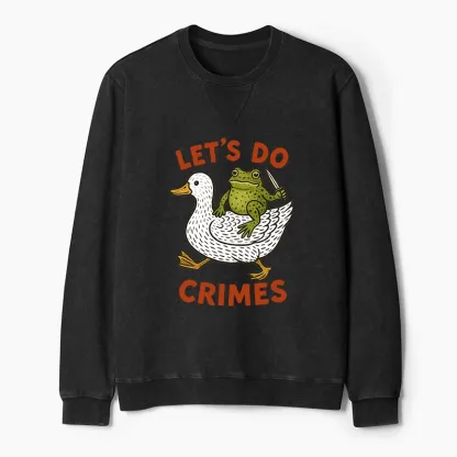 Tokyo-Tiger Frog Ready To Commit Crime Washed Terry Sweatshirt