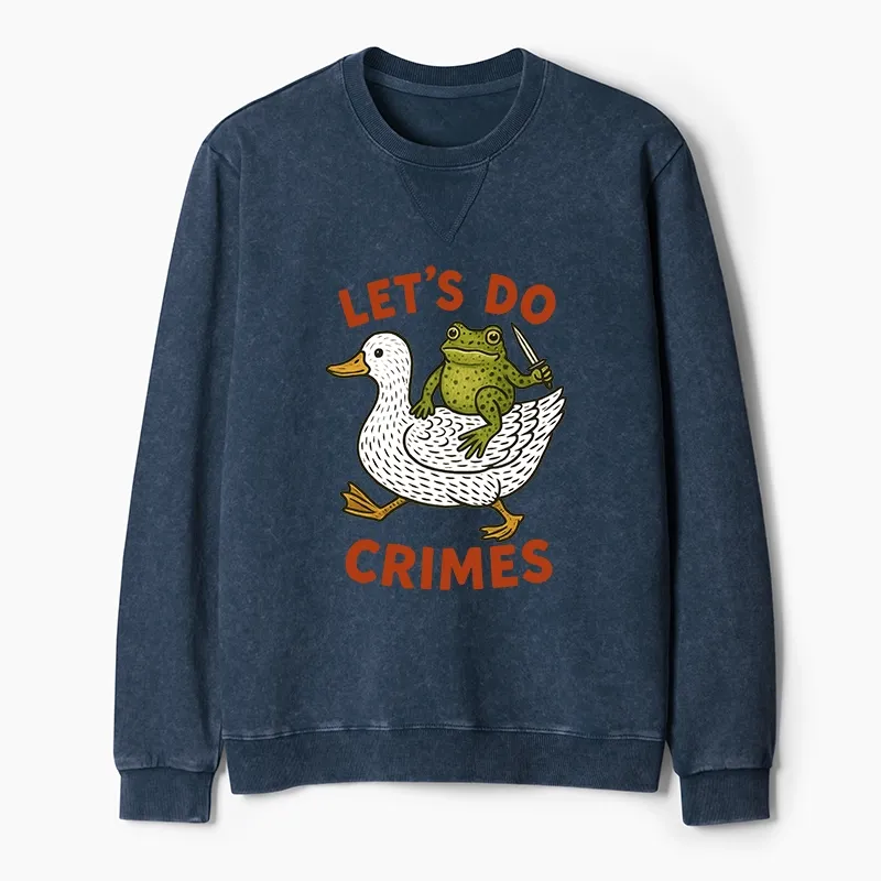 Tokyo-Tiger Frog Ready To Commit Crime Washed Terry Sweatshirt