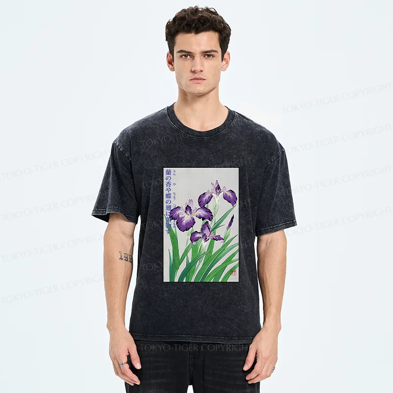 Tokyo-Tiger Japanese Iris Washed T-Shirt