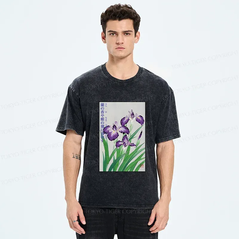 Tokyo-Tiger Japanese Iris Washed T-Shirt