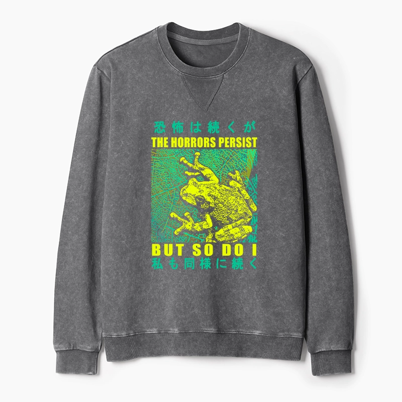 Tokyo-Tiger The Horrors Persist Frog Washed Terry Sweatshirt