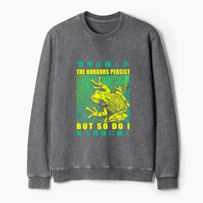 Tokyo-Tiger The Horrors Persist Frog Washed Terry Sweatshirt