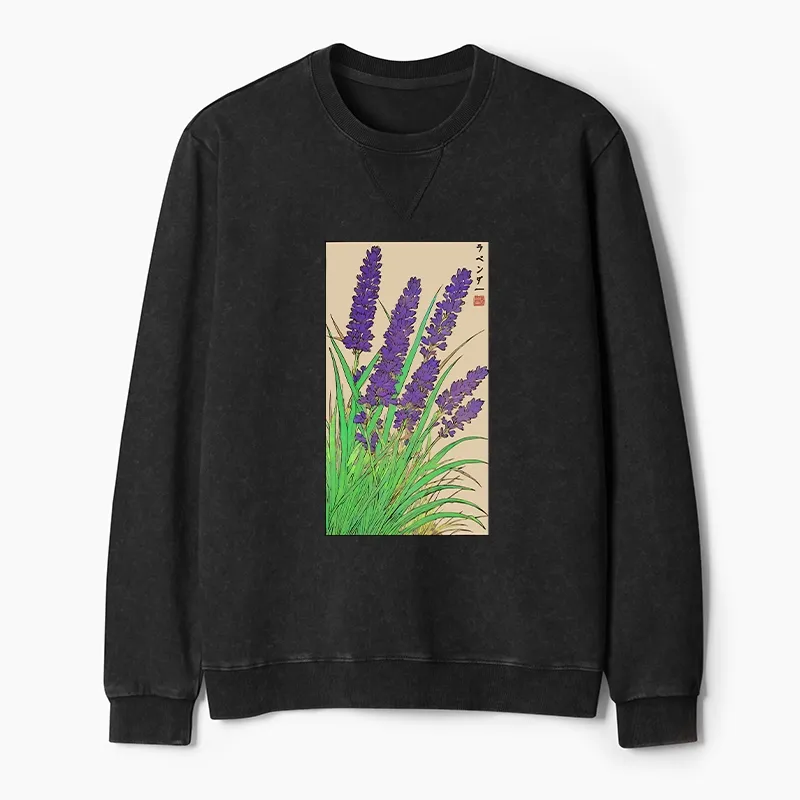 Tokyo-Tiger Japanese Lavender Washed Terry Sweatshirt