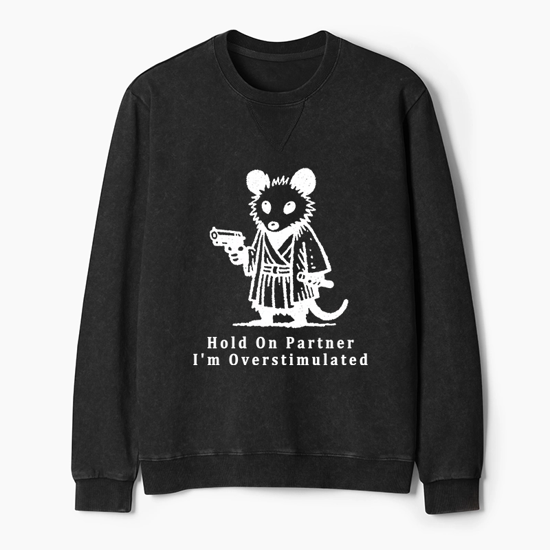 Tokyo-Tiger Funny Possum Samurai Washed Terry Sweatshirt