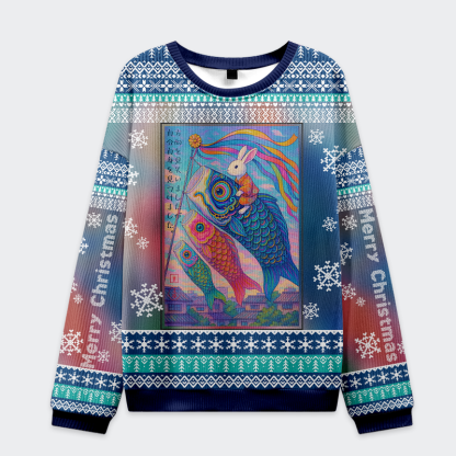 Tokyo-Tiger Ukiyoe Rabbit Ride Carp streamer Ugly Sweater