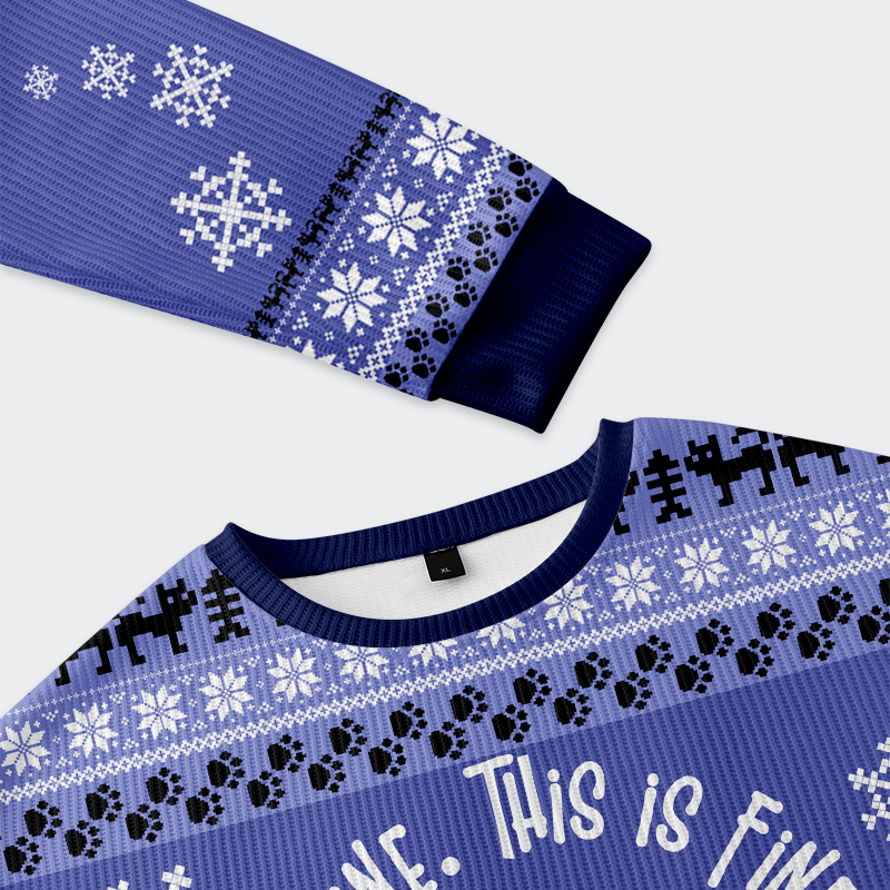 Tokyo-Tiger Cat:Everything is fine Funny Ugly Sweater