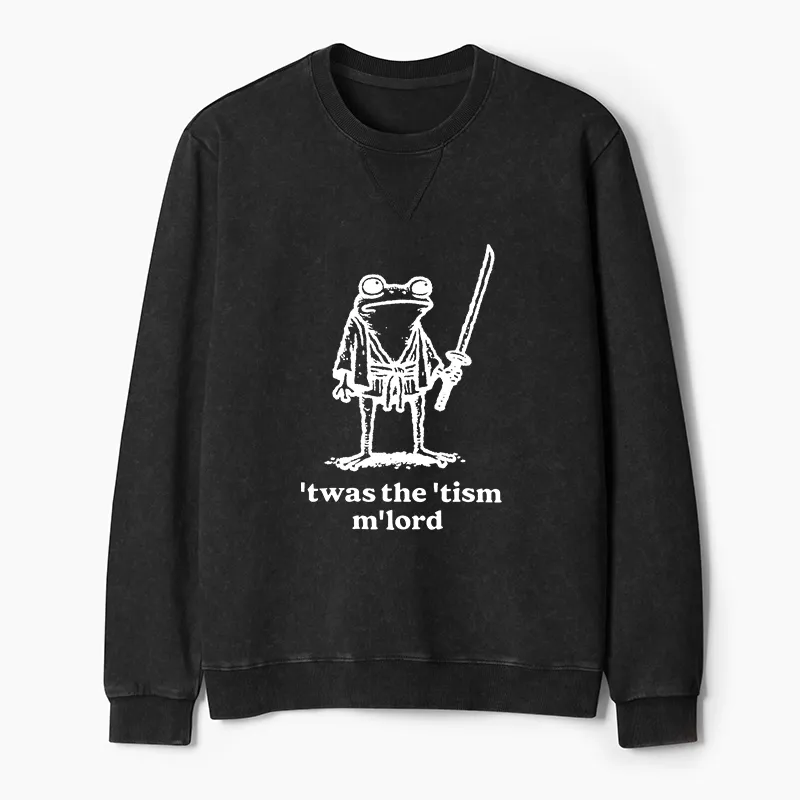 Tokyo-Tiger Focused Samurai Frog Washed Terry Sweatshirt