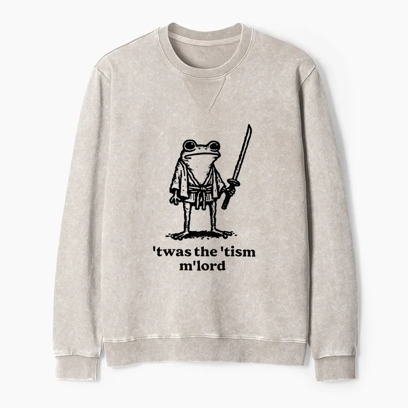 Tokyo-Tiger Focused Samurai Frog Washed Terry Sweatshirt