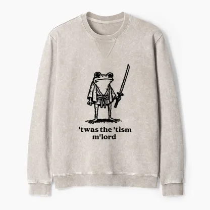 Tokyo-Tiger Focused Samurai Frog Washed Terry Sweatshirt