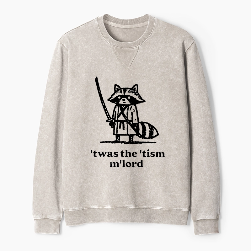 Tokyo-Tiger Focused Samurai Raccoon Washed Terry Sweatshirt