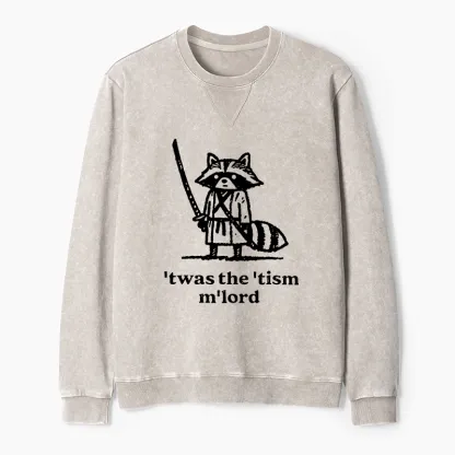 Tokyo-Tiger Focused Samurai Raccoon Washed Terry Sweatshirt