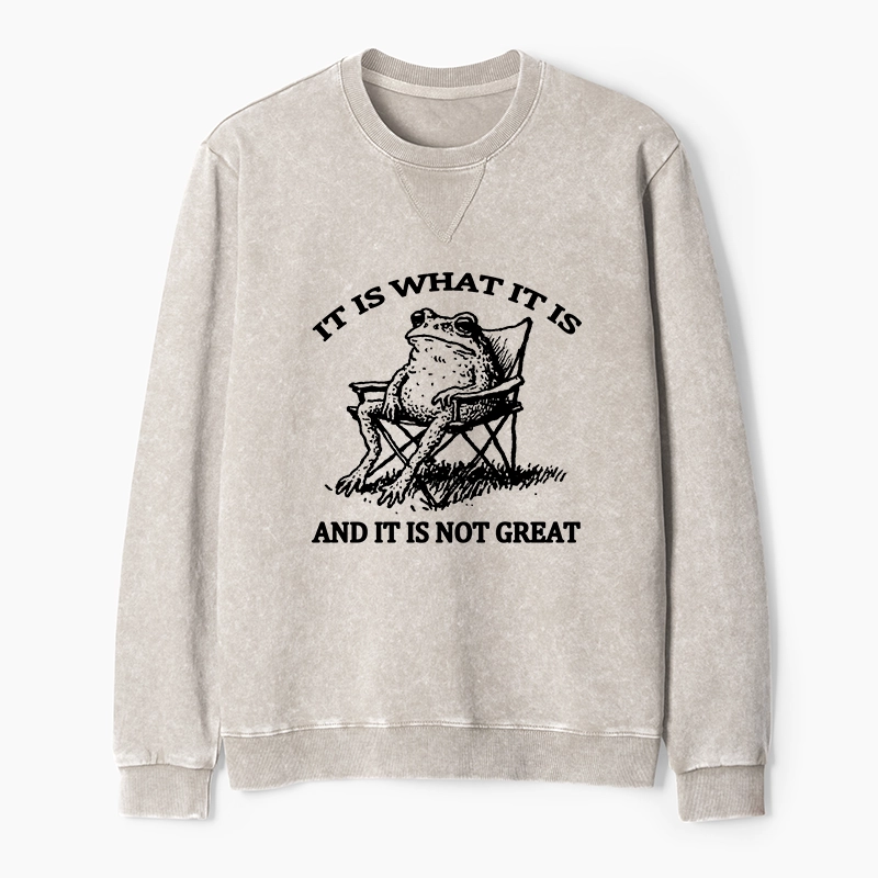 Tokyo-Tiger Resting Frog Funny Washed Terry Sweatshirt