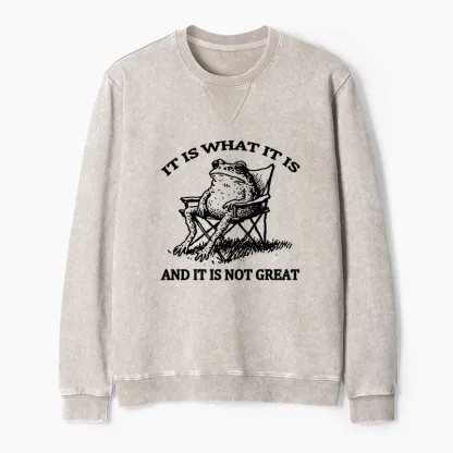 Tokyo-Tiger Resting Frog Funny Washed Terry Sweatshirt