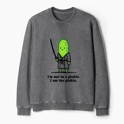 Tokyo-Tiger Funny Cucumber Samurai Washed Terry Sweatshirt