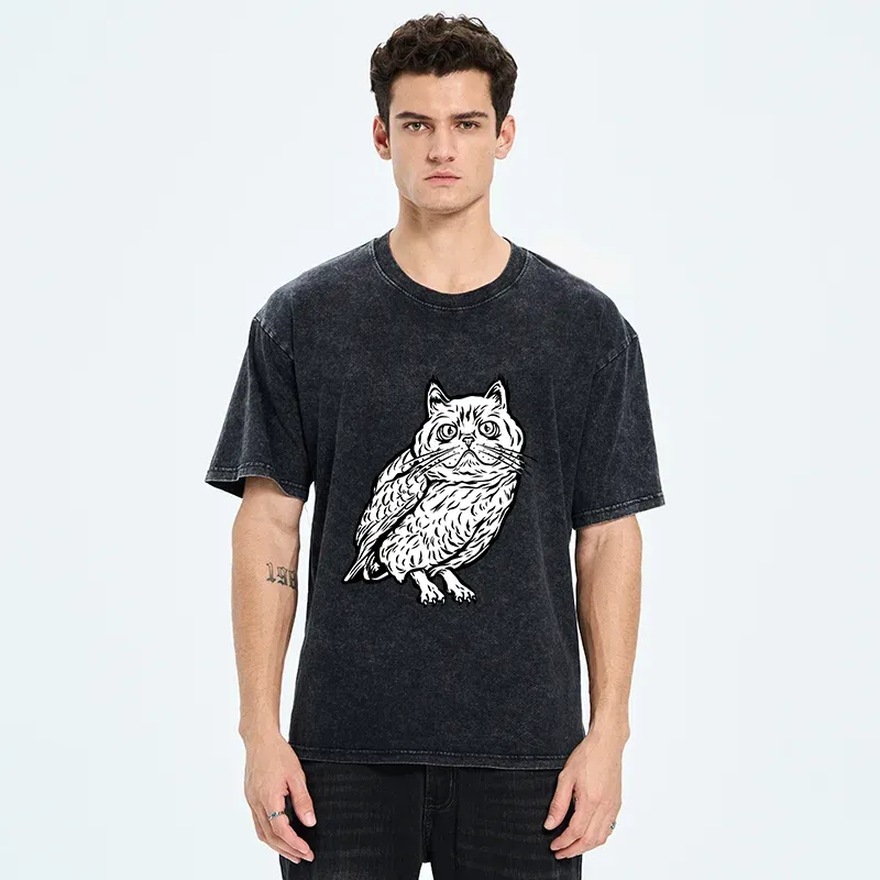 Tokyo-Tiger Cute Japanese Owl Washed T-Shirt