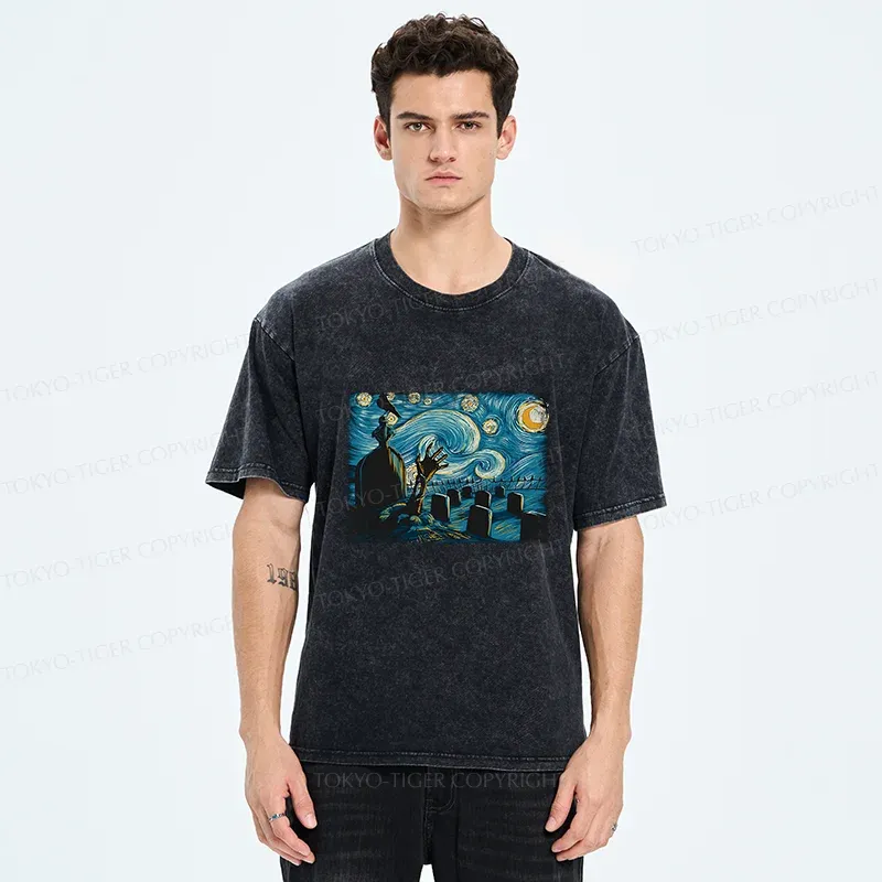 Tokyo-Tiger Halloween Under The Stars Washed T-Shirt