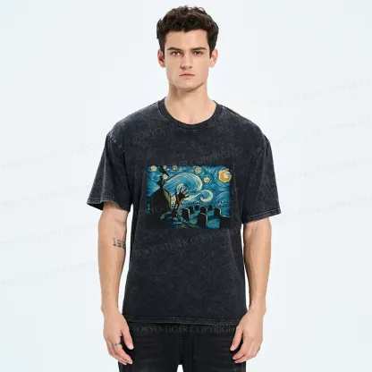 Tokyo-Tiger Halloween Under The Stars Washed T-Shirt