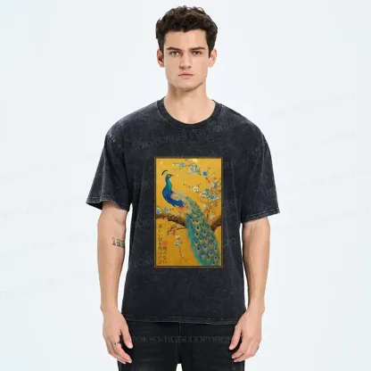 Tokyo-Tiger The Peacock's Silent Elegance Washed T-Shirt