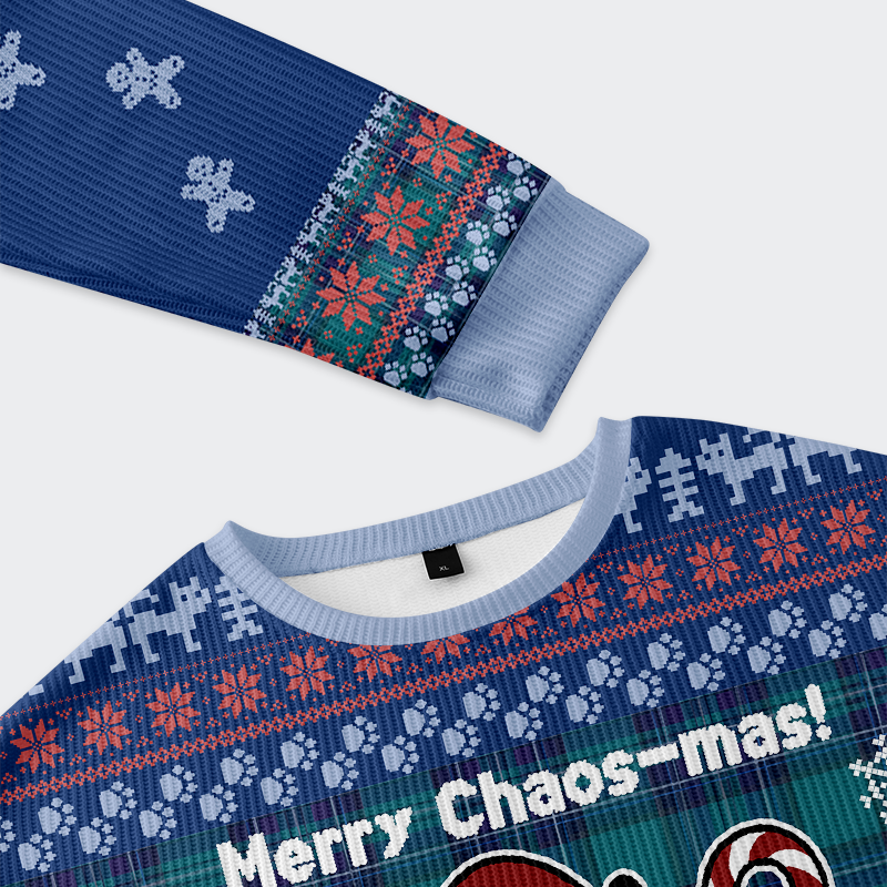 Tokyo-Tiger Candy Cane Raccoon Samurai Ugly Sweater