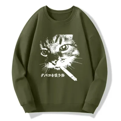 Tokyo-Tiger Retro Cat Smoking Classic Sweatshirt