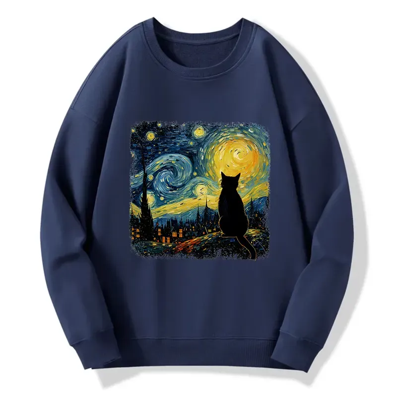 Tokyo-Tiger The Starry Night Cat Classic Sweatshirt