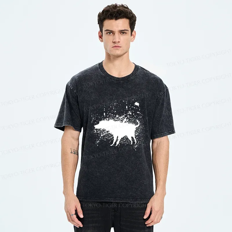 Tokyo-Tiger Tumbling Dog Washed T-Shirt