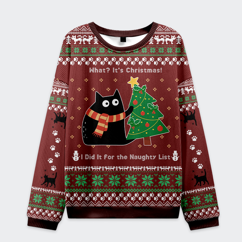 Tokyo-Tiger I Did It for the Naughty List Cat Ugly Sweater