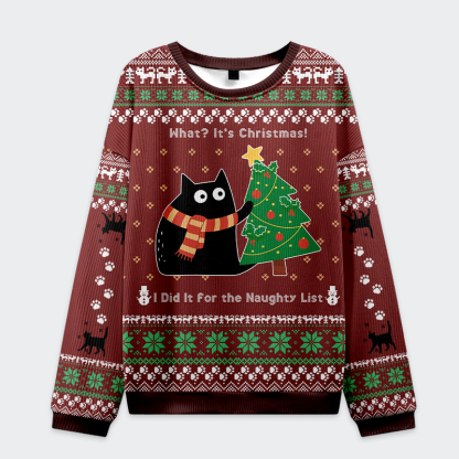 Tokyo-Tiger I Did It for the Naughty List Cat Ugly Sweater