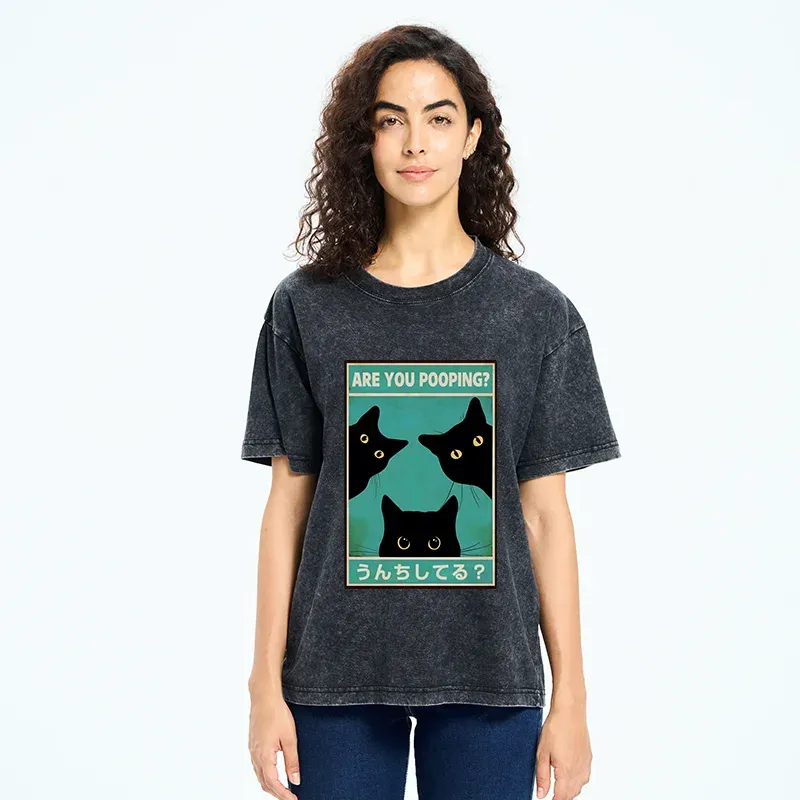 Tokyo-Tiger Cats Watching You Poop Washed T-Shirt