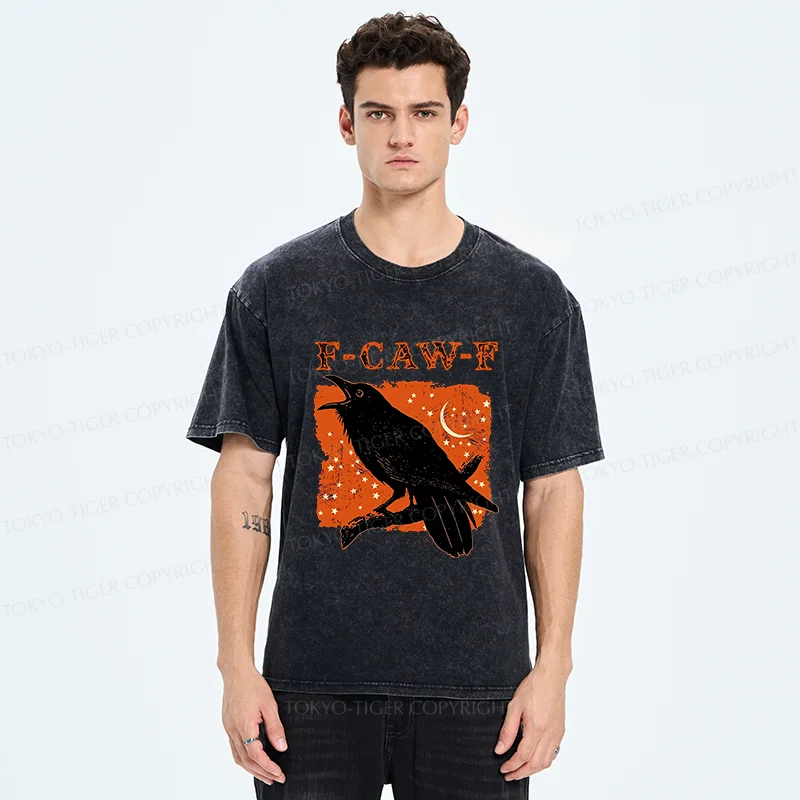 Tokyo-Tiger Funny Crow Calls Washed T-Shirt