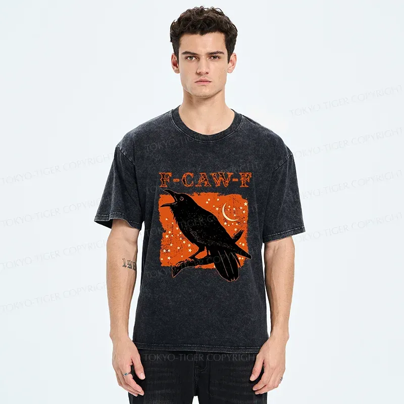 Tokyo-Tiger Funny Crow Calls Washed T-Shirt