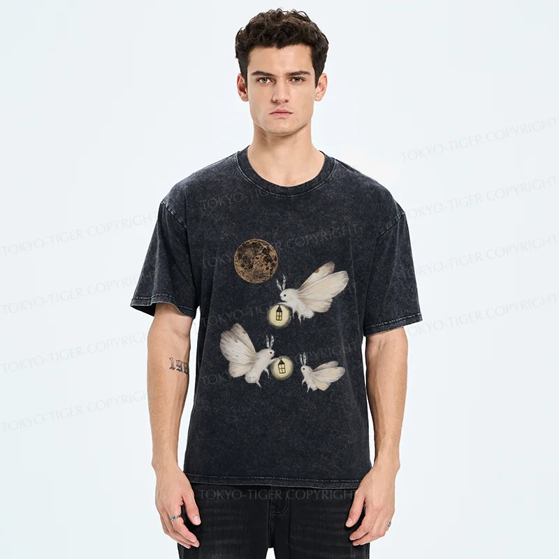 Tokyo-Tiger Night Moths Washed T-Shirt