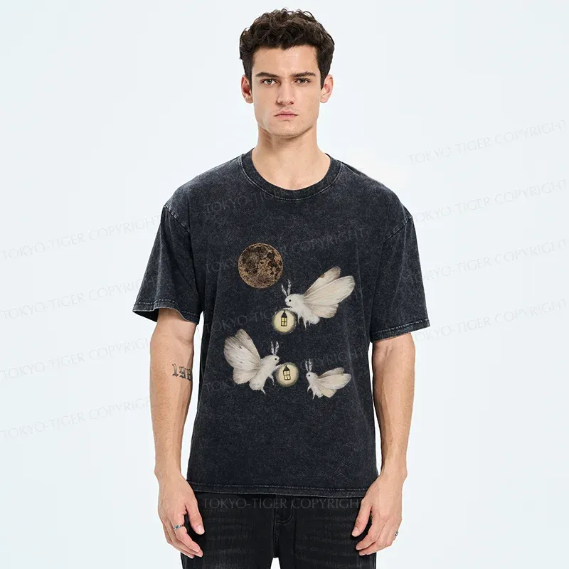 Tokyo-Tiger Night Moths Washed T-Shirt