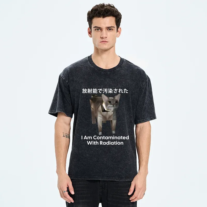 Tokyo-Tiger Nuclear Contaminated Cat Funny Washed T-Shirt