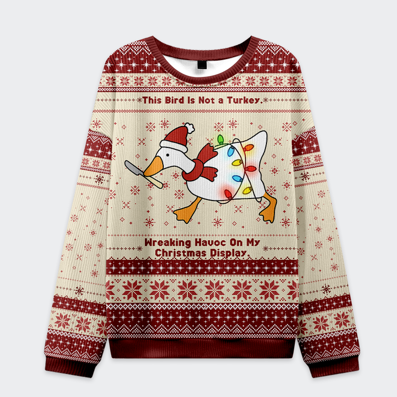 Tokyo-Tiger Santa Goose on a Rampage Christmas Ugly Sweatshirt