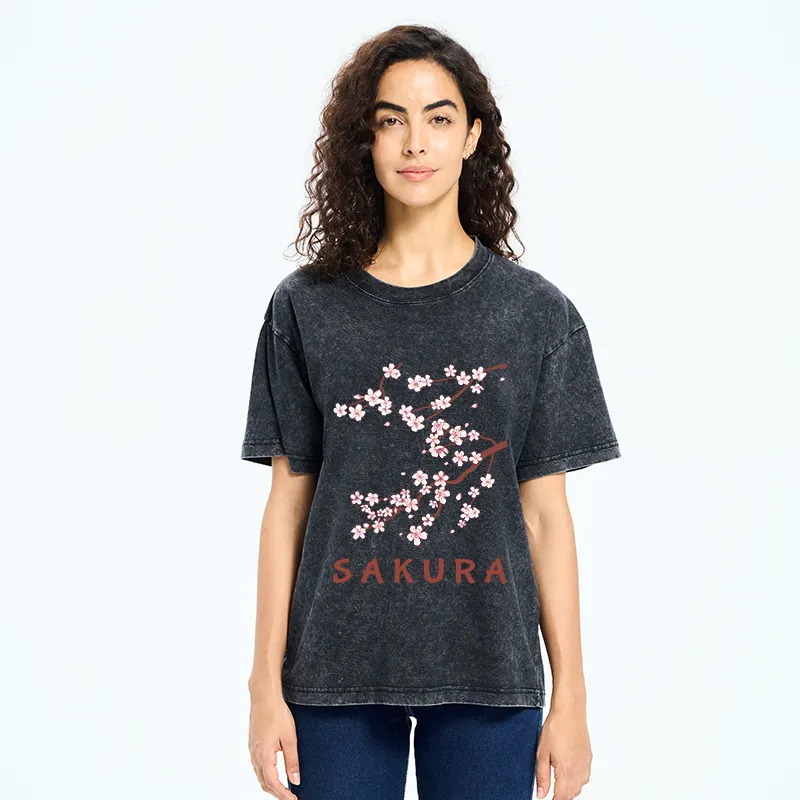 Tokyo-Tiger Japanese Sakura Washed T-Shirt
