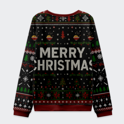 Tokyo-Tiger Noodles & Cheer Holiday Christmas Ugly Sweatshirt