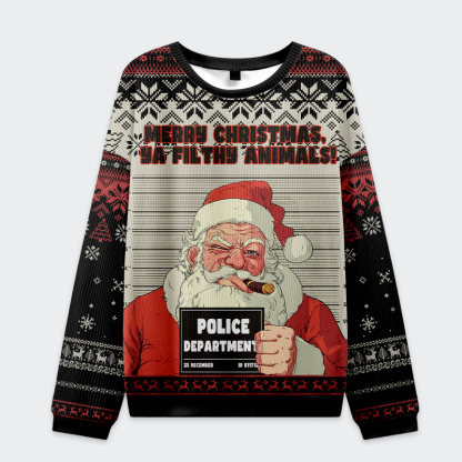 Tokyo-Tiger Santa’s Mugshot Christmas Ugly Sweatshirt