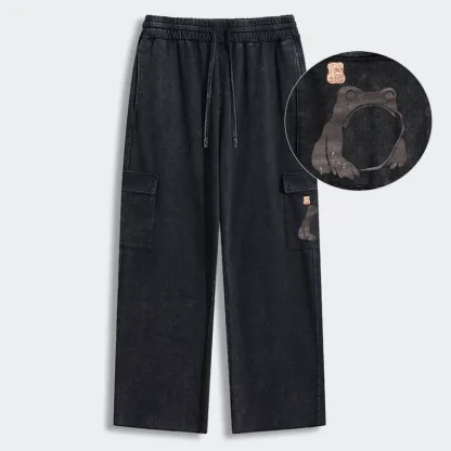 Tokyo-Tiger Matsumoto Hoji Woodblock Print Frog Washed Utility Sweatpants