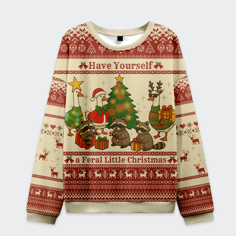 Tokyo-Tiger Wild Holiday Animal Party Christmas Ugly Sweatshirt
