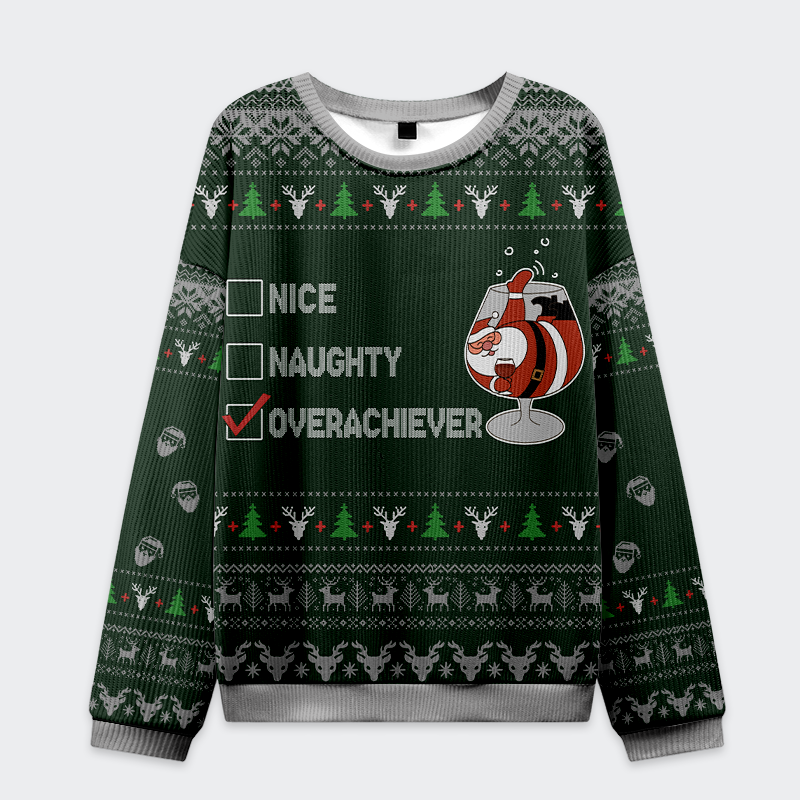 Tokyo-Tiger Nice, Naughty, Overachiever Christmas Ugly Sweatshirt